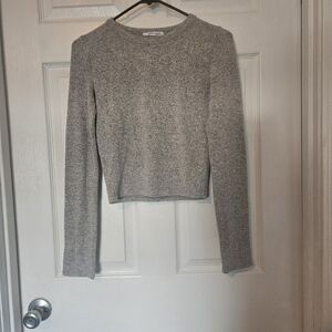 Zara Gray Heathered Crop Top Sweater